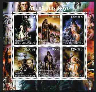 Turkmenistan 2000 Fantasy Art of Luis Royo perf sheetlet containing 6 values unmounted mint
