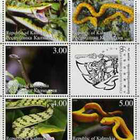 Kalmikia Republic 1999 Snakes perf sheetlet containing complete set of 5 values plus label for China '99 Stamp Exhibition unmounted mint