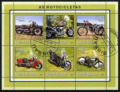 Guinea - Bissau 2001 Motorcycles perf sheetlet containing 6 values cto used