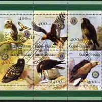 Guinea - Bissau 2001 Birds of Prey (with Lions Int & Rotary Logos) perf sheetlet containing 6 values cto used