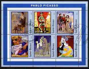 Guinea - Bissau 2001 Paintings by Pablo Picasso perf sheetlet containing 6 values cto used