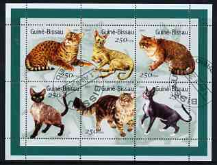 Guinea - Bissau 2001 Domestic Cats perf sheetlet containing 6 values cto used