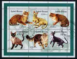 Guinea - Bissau 2001 Domestic Cats perf sheetlet containing 6 values cto used