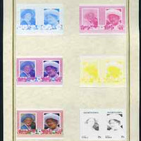 Tuvalu - Vaitupu 1985 Life & Times of HM Queen Mother (Leaders of the World) 15c set of 7 imperf progressive proof pairs comprising the 4 individual colours plus 2, 3 and all 4 colour composites mounted on special Format Internati……Details Below