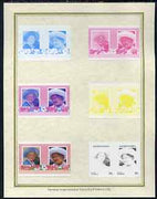 Tuvalu - Vaitupu 1985 Life & Times of HM Queen Mother (Leaders of the World) 15c set of 7 imperf progressive proof pairs comprising the 4 individual colours plus 2, 3 and all 4 colour composites mounted on special Format Internati……Details Below