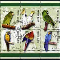 Guinea - Bissau 2001 Parrots perf sheetlet containing 6 values cto used