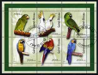 Guinea - Bissau 2001 Parrots perf sheetlet containing 6 values cto used