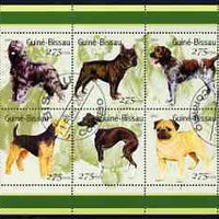 Guinea - Bissau 2001 Dogs #1 perf sheetlet containing 6 values cto used