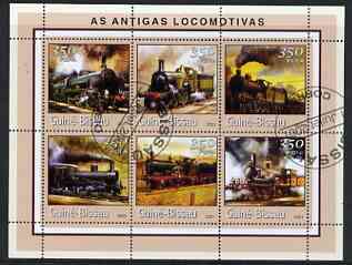 Guinea - Bissau 2001 Early Steam Locos perf sheetlet containing 6 values cto used
