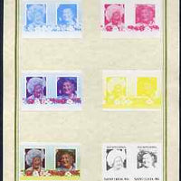 St Lucia 1985 Life & Times of HM Queen Mother (Leaders of the World) 40c set of 7 imperf progressive proof pairs comprising the 4 individual colours plus 2, 3 and all 4 colour composites mounted on special Format International cards (as SG 832a)