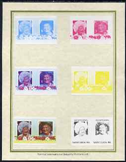 St Lucia 1985 Life & Times of HM Queen Mother (Leaders of the World) 40c set of 7 imperf progressive proof pairs comprising the 4 individual colours plus 2, 3 and all 4 colour composites mounted on special Format International cards (as SG 832a)