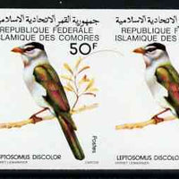 Comoro Islands 1978 Courol Bird 50f (Leptosomus Discolor) imperf proof pair in issued colours unmounted mint, as SG 337