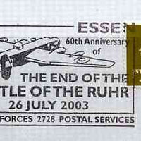 Postmark - Great Britain 2003 cover for 60th Anniversary of End of the Battle of the Ruhr illustrated with a Lancaster Bomber