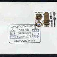 Postmark - Great Britain 1973 cover bearing illustrated cancellation for 50th Anniversary of Railway Grouping