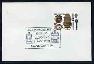 Postmark - Great Britain 1973 cover bearing illustrated cancellation for 50th Anniversary of Railway Grouping