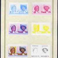 St Lucia 1985 Life & Times of HM Queen Mother (Leaders of the World) 75c set of 7 imperf progressive proof pairs comprising the 4 individual colours plus 2, 3 and all 4 colour composites mounted on special Format International cards (as SG 834a)