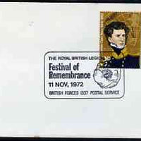 Postmark - Great Britain 1972 cover bearing illustrated cancellation for Royal British Legion Festival of Remembrance (BFPS)