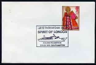 Postmark - Great Britain 1972 cover bearing illustrated cancellation for P&O Cruise Line 'Spirit of London' sailing to America