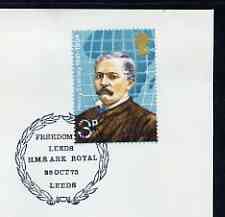 Postmark - Great Britain 1973 cover bearing special cancellation for Freedom of Leeds to HMS Ark Royal