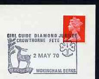 Postmark - Great Britain 1970 cover bearing illustrated cancellation for Girl Guide Diamond Jubilee Fete, Crowthorne (showing a deer)