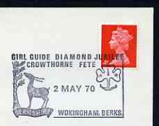 Postmark - Great Britain 1970 cover bearing illustrated cancellation for Girl Guide Diamond Jubilee Fete, Crowthorne (showing a deer)