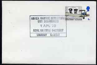Postmark - Great Britain 1970 cover bearing special cancellation for Air-Sea warfare Development Unit Disbandment, RAF Ballykelly
