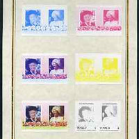 Tuvalu 1985 Life & Times of HM Queen Mother (Leaders of the World) $1 set of 7 imperf progressive proof pairs comprising the 4 individual colours plus 2, 3 and all 4 colour composites mounted on special Format International cards ……Details Below