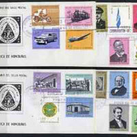 Honduras 1966 Stamp Centenary perf set of 17 plus Motorcycle Express stamp on 4 illustrated covers with first day cancels