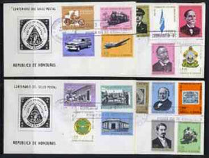 Honduras 1966 Stamp Centenary perf set of 17 plus Motorcycle Express stamp on 4 illustrated covers with first day cancels