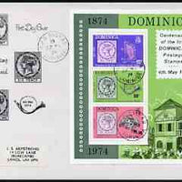 Dominica 1974 Stamp Centenary perf m/sheet on illustrated cover with first day cancels