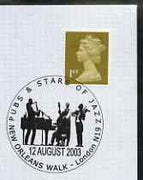 Postmark - Great Britain 2003 cover for Pubs & Stars of Jazz with illustrated New Orleans Walk cancel