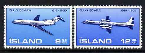 Iceland 1969 50th Anniversary of Icelandic Aviation perf set of 2 unmounted mint, SG 463-64*