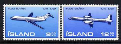 Iceland 1969 50th Anniversary of Icelandic Aviation perf set of 2 unmounted mint, SG 463-64*