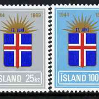 Iceland 1969 25th Anniversary of Republic perf set of 2 unmounted mint, SG 461-62*