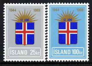 Iceland 1969 25th Anniversary of Republic perf set of 2 unmounted mint, SG 461-62*