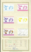 Tuvalu 1985 John Audubon Birds (Leaders of the World) 1c (Woodpecker & Flycatcher) set of 7 imperf progressive proof pairs comprising the 4 individual colours plus 2, 3 and all 4 colour composites mounted on special Format Interna……Details Below