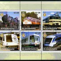 Mauritania 2002 Railway Locos #1 perf sheetlet containing 6 values cto used each with Rotary logo