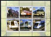 Mauritania 2002 Railway Locos #1 perf sheetlet containing 6 values cto used each with Rotary logo