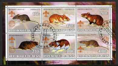 Benin 2002 Rats perf sheetlet containing set of 6 values, each with Scouts & Guides Logos cto used