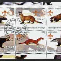 Congo 2002 Martens etc perf sheetlet containing set of 6 values, each with Scouts & Guides Logos cto used