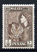 Malaya - Penang 1957 Tiger 10c brown (from def set) unmounted mint, SG 49*
