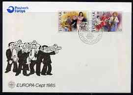 Faroe Islands 1985 Europa - Music Year perf set of 2 on Illustrated cover with special first day cancel