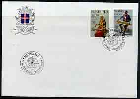 Iceland 1985 Europa - Music Year perf set of 2 on Illustrated cover with special first day cancel