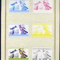 Nevis 1985 John Audubon Birds #1 (Leaders of the World) 55c set of 7 imperf progressive proof pairs comprising the 4 individual colours plus 2, 3 and all 4 colour composites mounted on special Format International cards (7 se-tena……Details Below