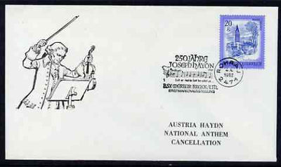 Postmark - Austria 1982 illustrated cover for Joseph Haydn with special 'National Anthem' cancellation