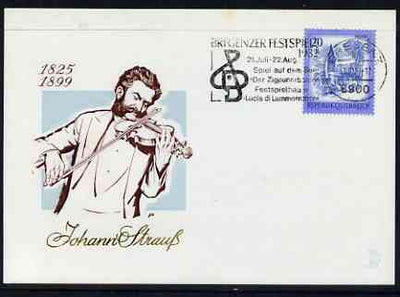Postmark - Austria 1982 illustrated cover for Johann Strauss with special 'Play on the Lake' cancellation