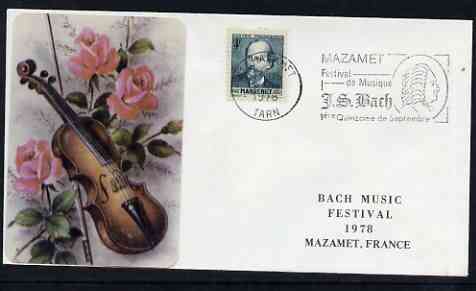 Postmark - France 1978 illustrated cover bearing Massenet stamp with special Bach Festival cancel