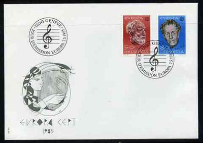 Switzerland 1985 Europa - Music Year perf set of 2 on Illustrated cover with special first day cancel
