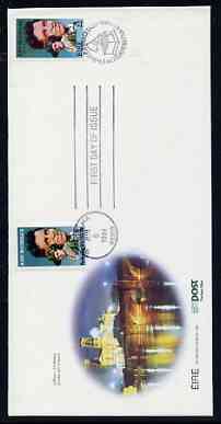 Ireland 1984 John McCormack 22p on illustrated cover with first day cancel,double franked with USA John McCormak 20c stamp also with first day cancel