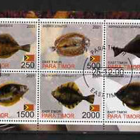 Timor (East) 2001 Fish #2 perf sheetlet containing set of 6 values cto used